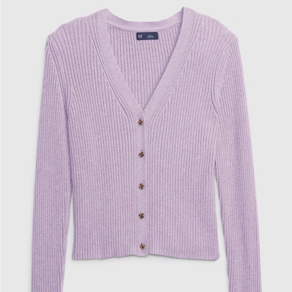 Gap Women's Skinny Rib V Neck Buttondown Cardigan Amethyst/Purple Size Large